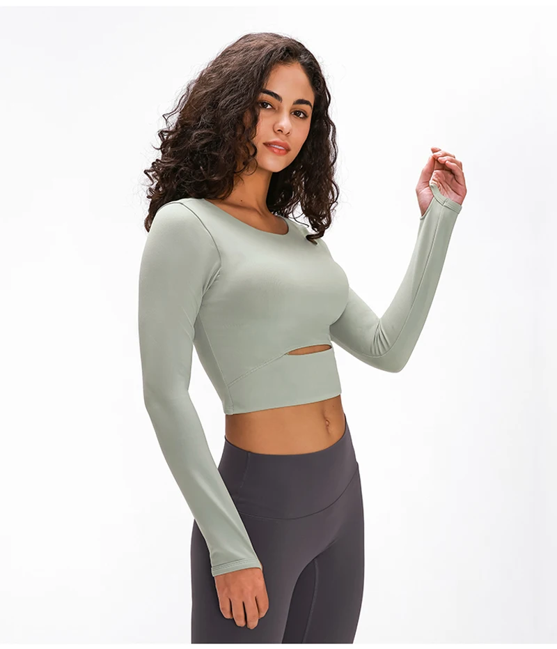 YOUNDBIO 2021 Long Sleeve Yoga Shirts Women Sexy Crop Top Sport Fitness Slim Blouses Female Workout Tops Fashion Casual T Shirt