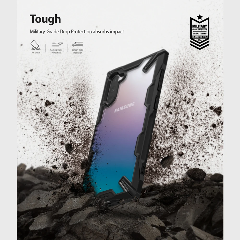 Чехол Ringke Fusion X для Galaxy Note 10 с амортизацией Прозрачный жесткий чехол из мягкого