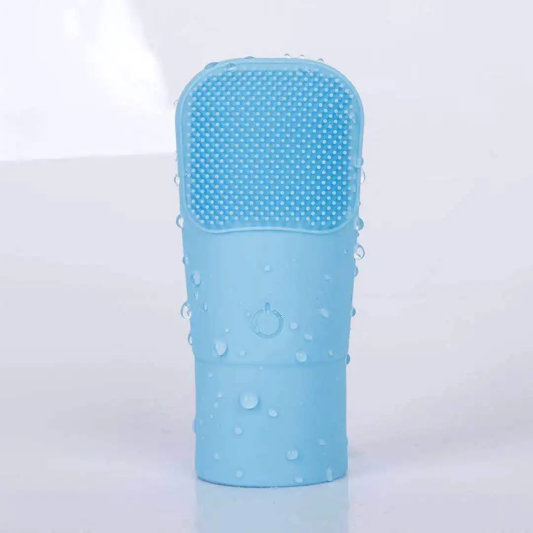 blue 2 Новая электрическая щетка для очищения лица с мини-аккумулятором, силиконовый очиститель для глубоких пор, водонепроницаемая, Мягкая глубокая очистка лица, кисти - Цвет: blue 2