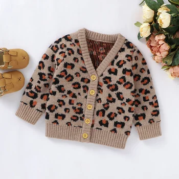 

PatPat 2020 New Autumn and Winter Baby Girl Sweet Leopard Sweaters Leopard Print Cardigan for Baby Girl Clothes