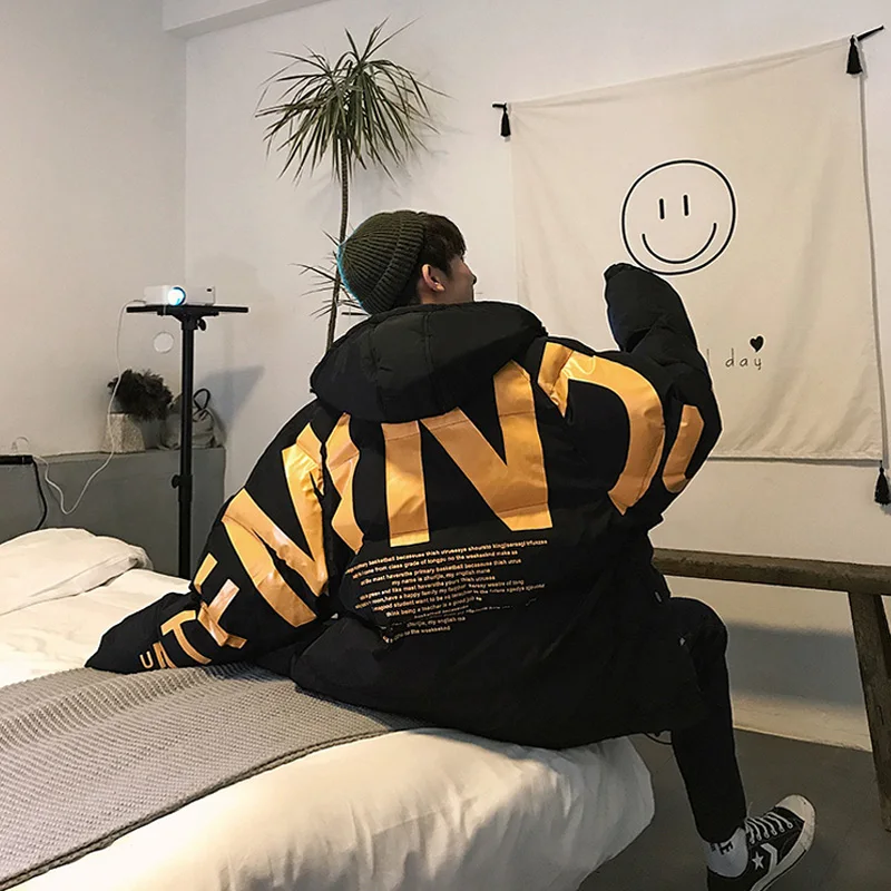 Liketkit мужские зимние куртки одежда 2019 красные толстые парки Harajuku с капюшоном