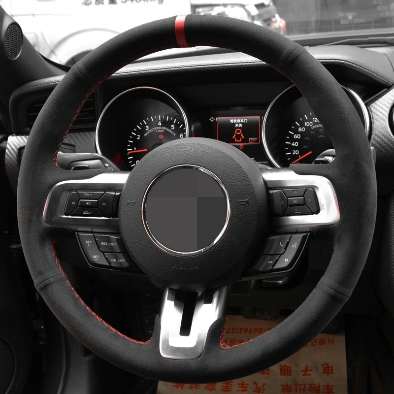 DIY Car Steering Wheel Cover Hand-Stitched Non-slip Black Suede For Ford Mustang 2015-2019 / GT | Автомобили и мотоциклы
