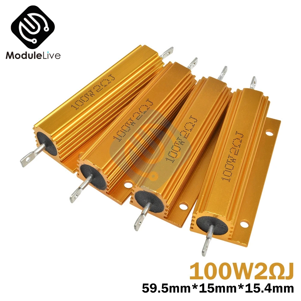 1 шт 100W Shell Мощность металлический корпус чехол Алюминий с проволочной обмоткой резистор 0.1R 0.5R 1R 1.5R 2R 3R 6R 8R 20R 30R 100R 1K Ohm 5% Точность - Цвет: 2ohm