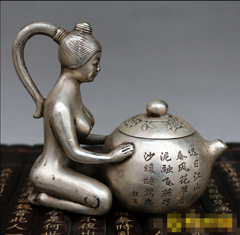 514+++ античная бронза Seiko Qianlong античная латунь украшения горшок чайник горшок paktong горничной