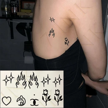 

Water Transfer Tattoo Sticker Fire Star Flower Heart Moon Waterproof Temporary Tatoo Art Flash Fake Tatto for Woman Man Kids