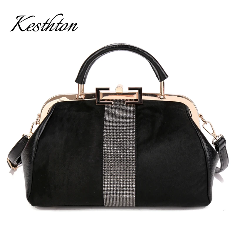 

Women's handbag new style horsehair inlaid drill temperament in autumn and winter of 2018