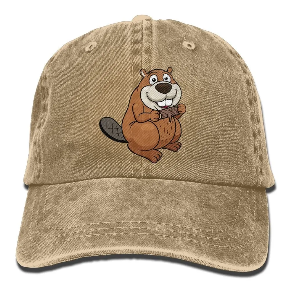 Мультфильм бобра с деревом унисекс регулируемые бейсболки джинсовые шляпы ковбой Спорт на открытом воздухе