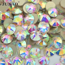 JUNAO высокое качество SS20 блеск стеклянные цвета северного сияния горный хрусталь для украшения ногтей, круглые стрейч-планка для ногтей лицо...(China)