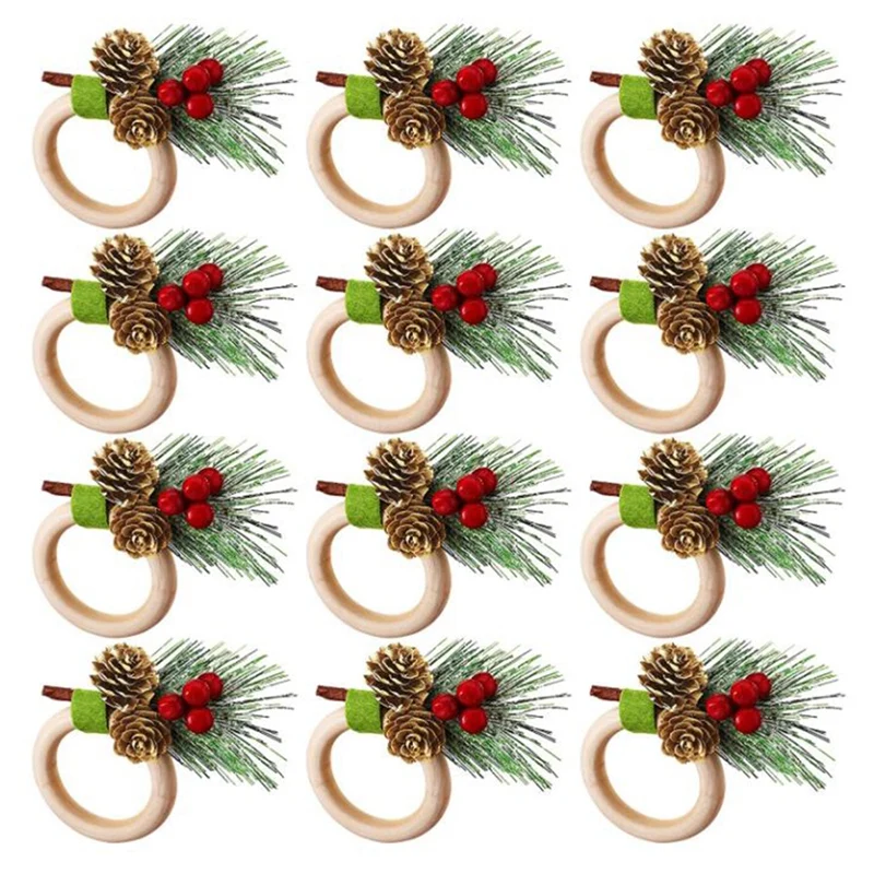 Christmas Dinner Decor Gold Leaf Christmas Napkin Rings Christmas Napkin Holder Set of 4 Red Napkin Ring Holiday Napkin Holders
