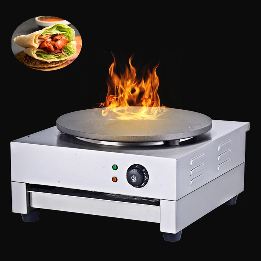 

Нержавеющая сталь электрическая креповая пиццы блин делая машину 40 см с антипригарным покрытием с круглой кастрюлей в дерево разбрасыватель удобрений из креповой ткани для изготовления сковорода