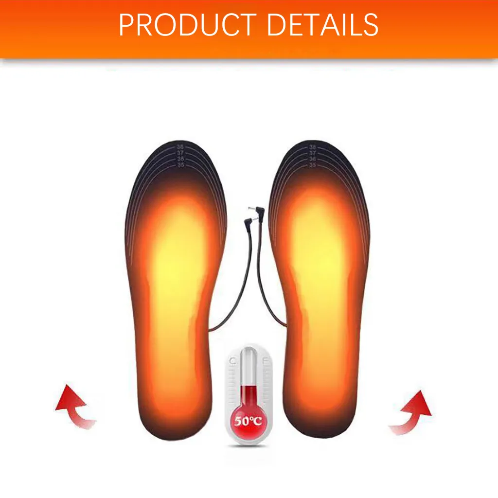 USB Chargeable Electric Heated Shoe Insoles Warm Sock Feet Heater Outdoor Skiing Foot Winter Warmer Pad Sports Accessorices