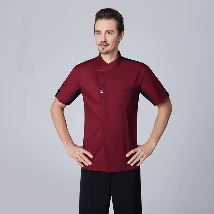 7Color Chef Jackets Restaurant Uniform for Men Summer Short Sleeve Mesh Breathable Solid Fashion Food Service Cook Clothes - Цвет: Color3
