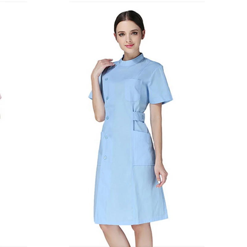 High quality summer women's white coat laboratory Robe science lab coat beauty salonSlim clothing Lab Uniform for Women Uniforms