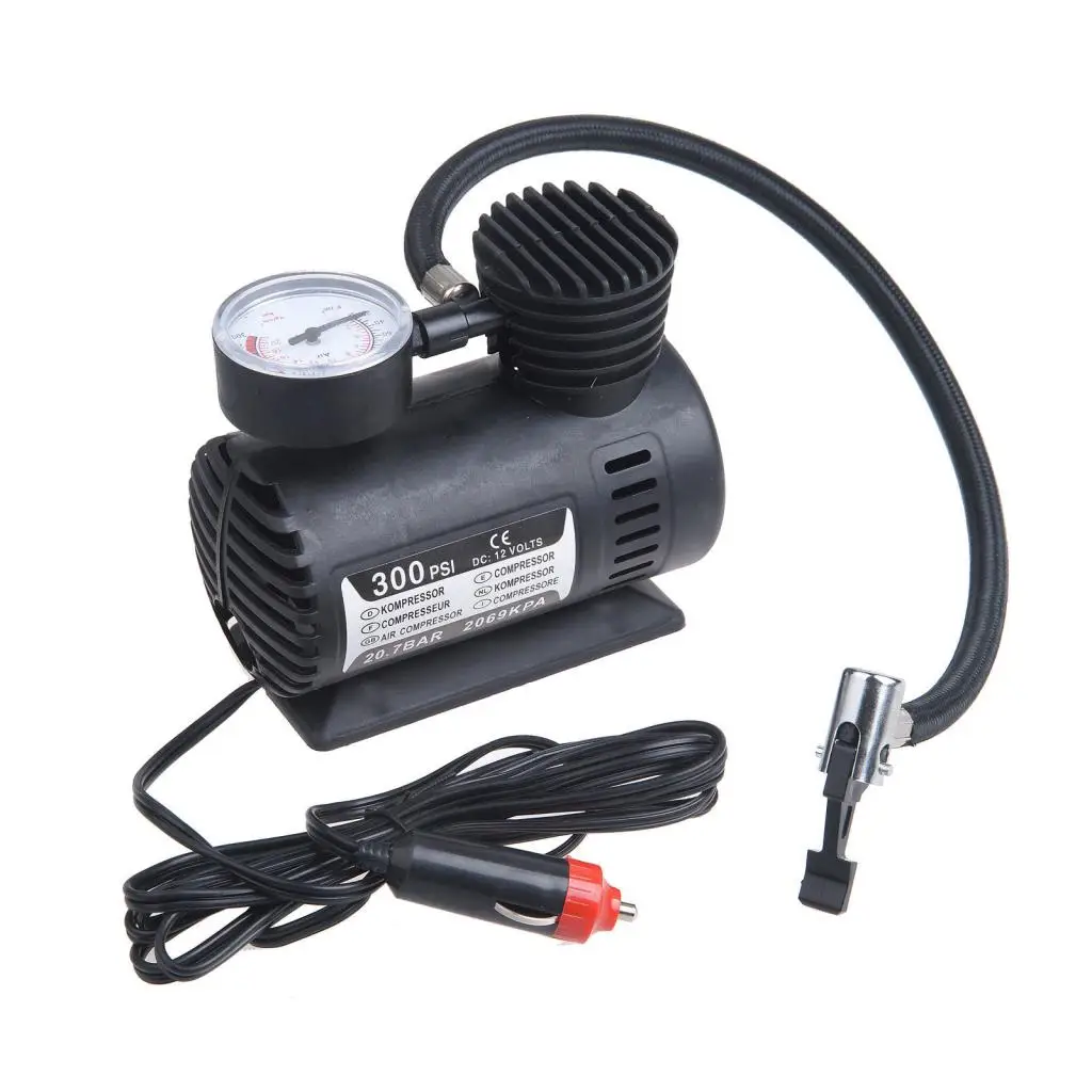 

Portable Air Compressor Pump 300 PSI, 12V Auto Car Tire Inflator Gauge Heavy Duty