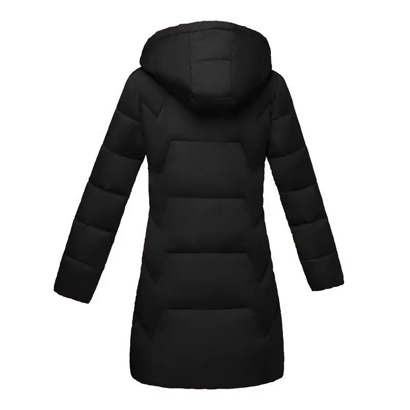 Зимняя куртка для женщин, плюс размер, женские парки, утепленная верхняя одежда, однотонные пальто с капюшоном, длинные женские тонкие хлопковые стеганые базовые Топы