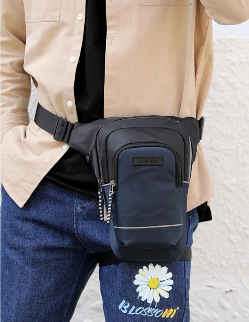 Weysfor New Motorcycle Rider Reflective Drop Leg Bag Travel Messenger Cross Body Hip Thigh Bags Male Nylon Belt Waist Fanny Pack
