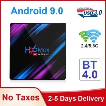 

H96 MAX Android 9.0 TV Box Rockchip RK3318 Quad Core 4GB RAM 32G/64G ROM Set Top Box 2.4G/5.8G Dual Wifi 2G 16G 4K Media Player