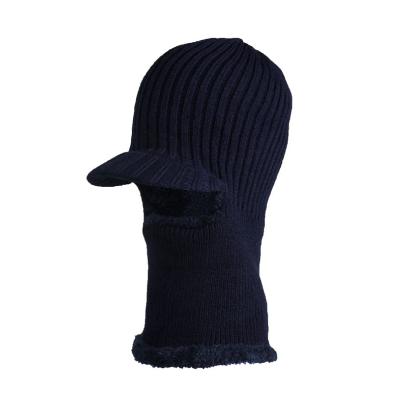 Зимняя теплая шапка Skullies Beanies, зимние шапки, мужские и женские шерстяные шапки, шапка-маска, вязаная теплая шапка унисекс - Цвет: AZQ