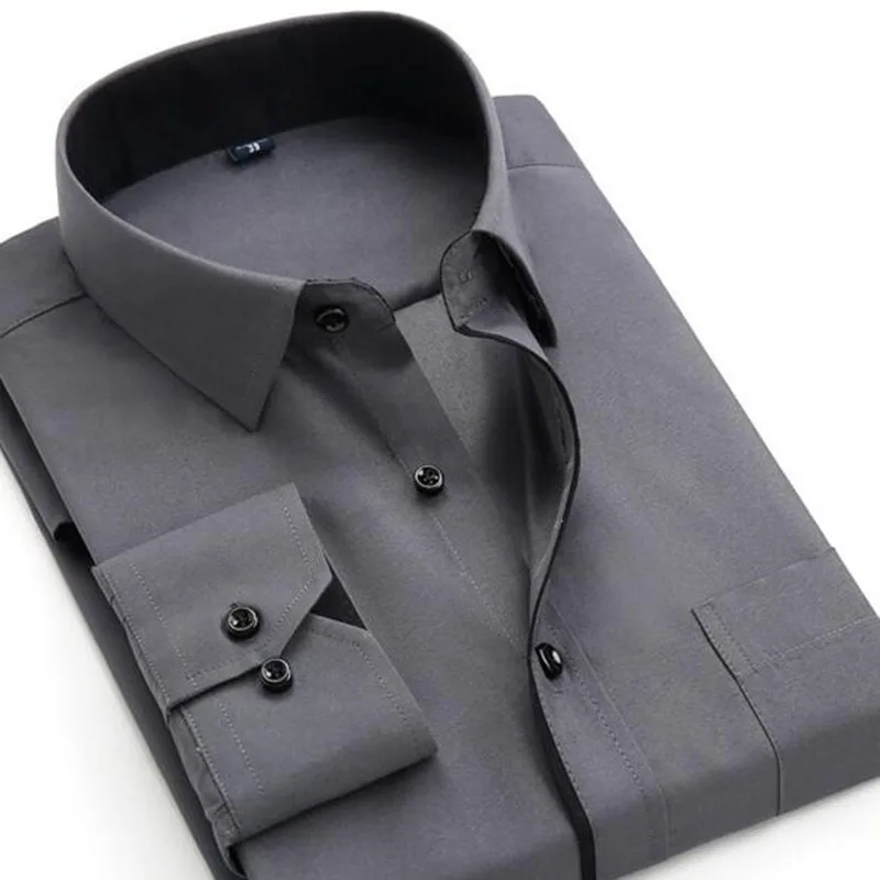 Мужские однотонные однобортные рубашки ярких цветов Camisa, тонкие рубашки из чистого хлопка высокого качества в английском стиле, одежда Vestido - Цвет: gray