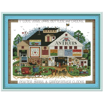 

Shopping Festival scenery counted printed on the canvas 11CT 14CT DIY kits wholesale Cross Stitch embroidery needlework Sets