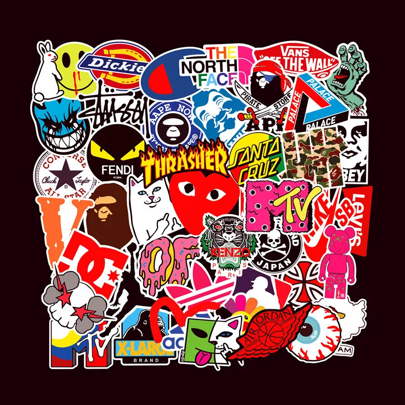 

101 pcs/set Tide brand joint notebook diy skateboard stickers guitar trolley case waterproof car graffiti sticker