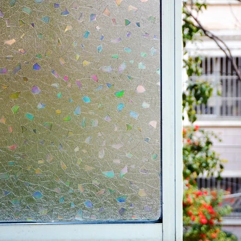 

45*200 Cm 3D Laser Rainbow Effect Decorative Window Film Static Cling Heat Insulation Glass Stickers Vinyl Stained Window Covers