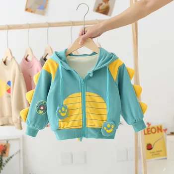 

2019 Kids Clothes Boys Jackets Children Hooded Zipper Cartoon Baby Fashion Print Thicken Coat Infant Dinosaur Hoodies For Girls