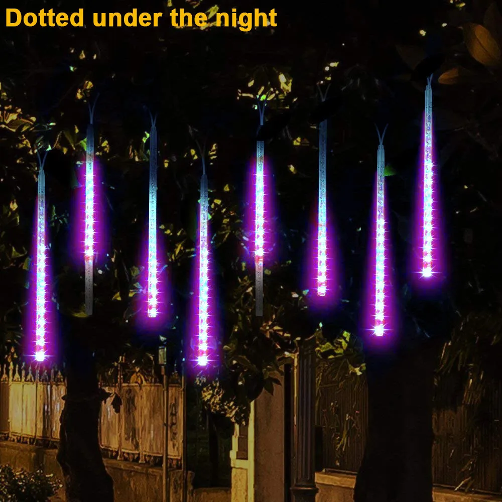 Party LED Lights Shower Rain Xmas Tree Garden Outdoor Purple Meteor Tubes Led Christmas Curtains Lights#15 | Лампы и освещение