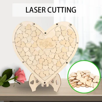 

75pcs Loving Heart Shape Wooden Tabletop Signature Guest Book Creative Message Pad for Wedding Party Festival