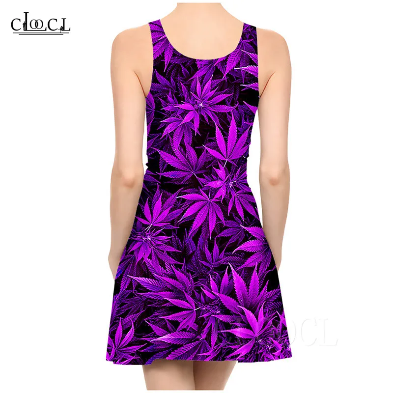 Women Vest Pleated Plus Size Dress 3D Print Hemp Leaves Graphic Sleeveless Dress Summer Slim Mini Sexy Dress Beach Party Dresses (2)