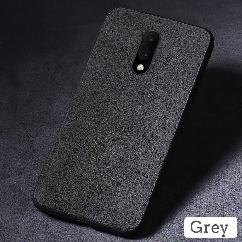Gray Чехол для телефона Oneplus 7T Pro из натуральной коровьей замши, чехол для телефона One plus 7T 7 Pro 7 6 6T 360, защитный чехол - Цвет: Gray