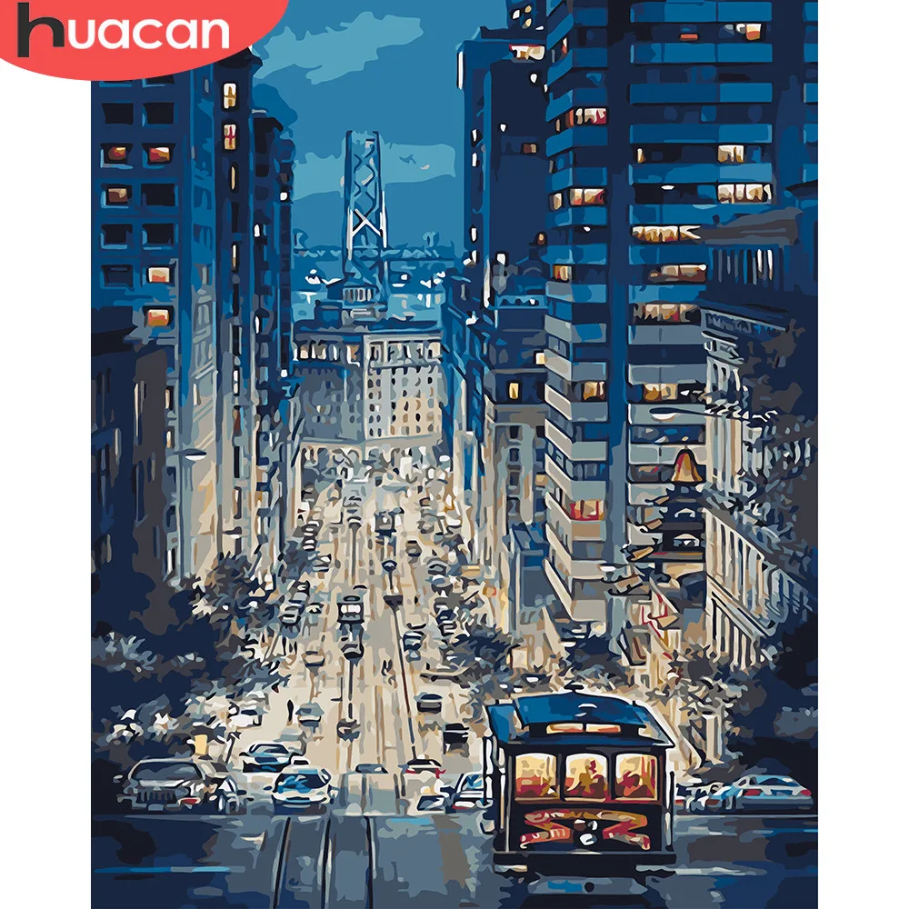 

HUACAN Painting By Numbers Landscape DIY Oil Coloring By Numbers City Scenery Canvas Painting Art Pictures Living Room Gift
