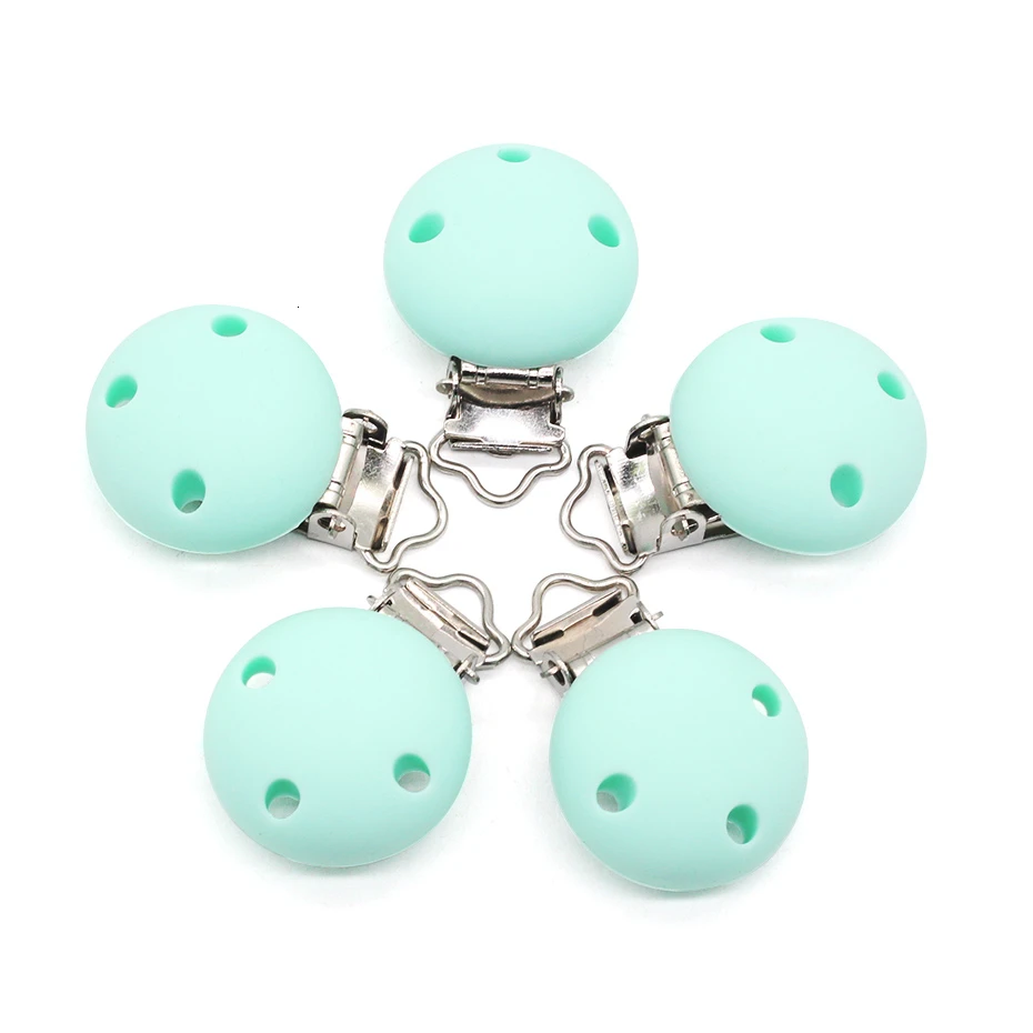 Green 6pcs 6 шт. Новинка круглая форма соска зажим силиконовый шарик детский Прорезыватель и деревянные аксессуары для прорезывания зубов ниппель для клипа застежки игрушка DIY инструмент для бисера - Цвет: Green 6pcs