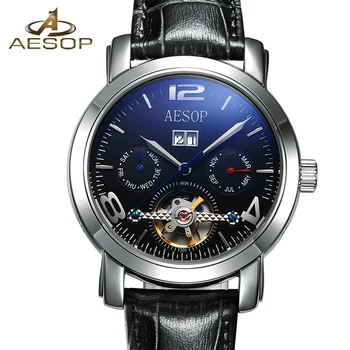 

Aesop Brand Automatic Mechanical Men Watch Men Leather Wrist Wristwatch Male Clock Relogio Masculino Hodinky 9978g
