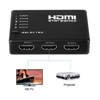 

USB Selector Switcher 5 Port Splitter Hub IR Remote 1080p For HDTV PS3