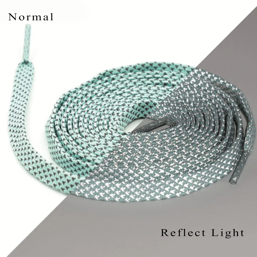 light blue 1 пара 120 см плоских светоотражающих ботинок бегуна шнурки безопасности светящиеся шнурки для обуви унисекс для спорта баскетбола холщовая обувь шнурки - Цвет: light blue
