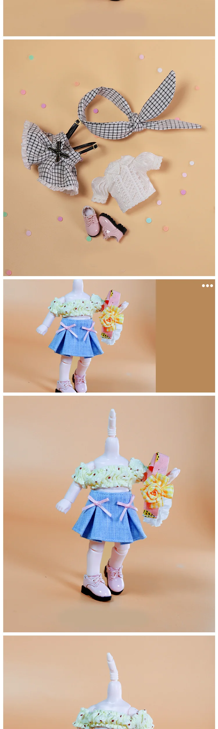 Outfit for 1/8 BJD Pocket doll and Middie Blyth clothes including shoes suit for 16cm doll