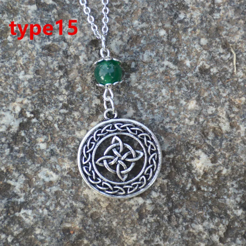 Metal Celtics Pendant Necklace With Natural Stone Celtics Collection Jewelry