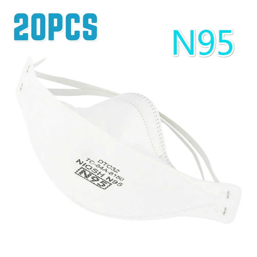 

20pcs N95 Mask Ventilation Dust-proof Anti-fog PM2.5 Mask Air Pollution Purifier Bacterial Barrier Mask