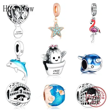 

Fit Original Pandora Charm Bracelet Authentic 100% 925 Sterling Silver Cactus Free Hugs Bead Making Women Summer Berloque 2020