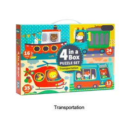 F60-Transportation 4 в 1 Расширенный сцена игра-головоломка деревянная коробка Бумага головоломки познавательные игра-головоломка - Цвет: F60-Transportation