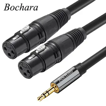 

Bochara 1.5m 5ft 3.5mm Stereo Jack Male to Dual XLR Female OFC Aux Audio Cable Foil+Braided Shielded For Speakers