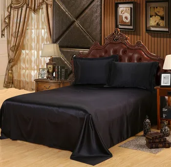 

Wholesale!100%Soft skin Satin Silk Sheet Bedding set Bedclothes Plain sheets Home Textile,Flat sheet+pillowcases Summer style