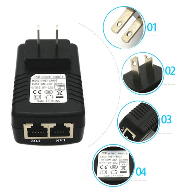 NEWEST Poe Injector Video Surveillance Dc 24V/48V Plug EU/US/UK Optional For Camera POE Power Adapter Ip | Компьютеры и офис