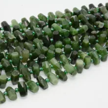 Натуральный Индия натуральный нефрит граненый барабан бусины с горизонтальным отверстием 8x14 мм