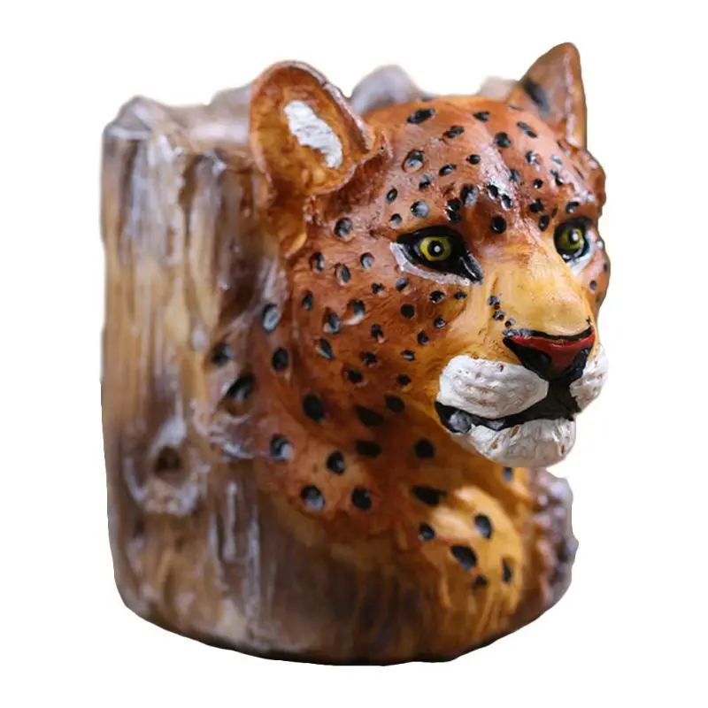 

Cartoon Leopard Shape Pen Holder Brush Pot Desk Organizer Office Stationery Box N0HC