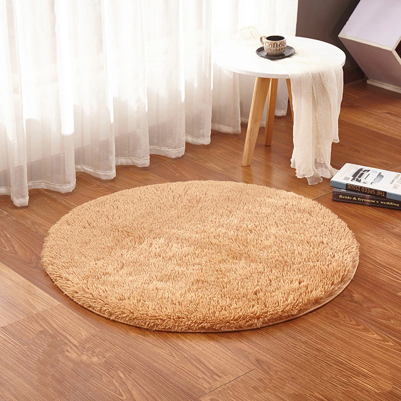 

Fluffy Long Plush Round Mat Hanging Basket Pad Computer Chair Yoga Home Simple Living Room Coffee Table Bedroom Bedside Carpet