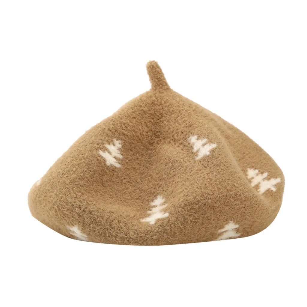 Рождественский женский шерстяной берет однотонного цвета для девушек и женщин, модная шляпа художника, шляпа тыквы, винтажный шерстяной берет& F20