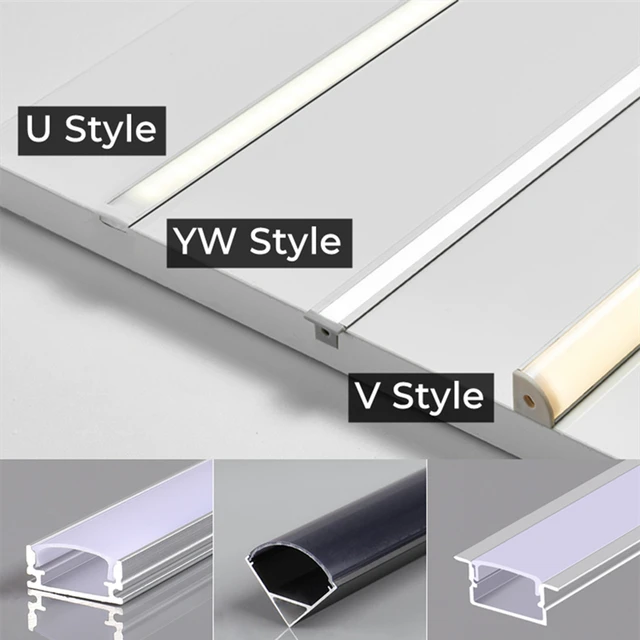 2-30pcs/lot 0.5m/pcs V/u/yw-type Led Aluminum Profiles Recessed Milky/black Cover Channel Corner Cabinet Linear Bar Strip - Led Bar - AliExpress