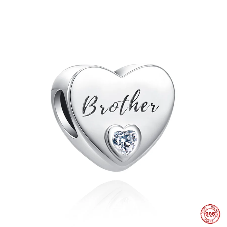 925 Silver Letter Family Beads Grandma Brother Son Pendant Women Dangle New Charm Fit Original Bracelet For Jewelry Gift 6
